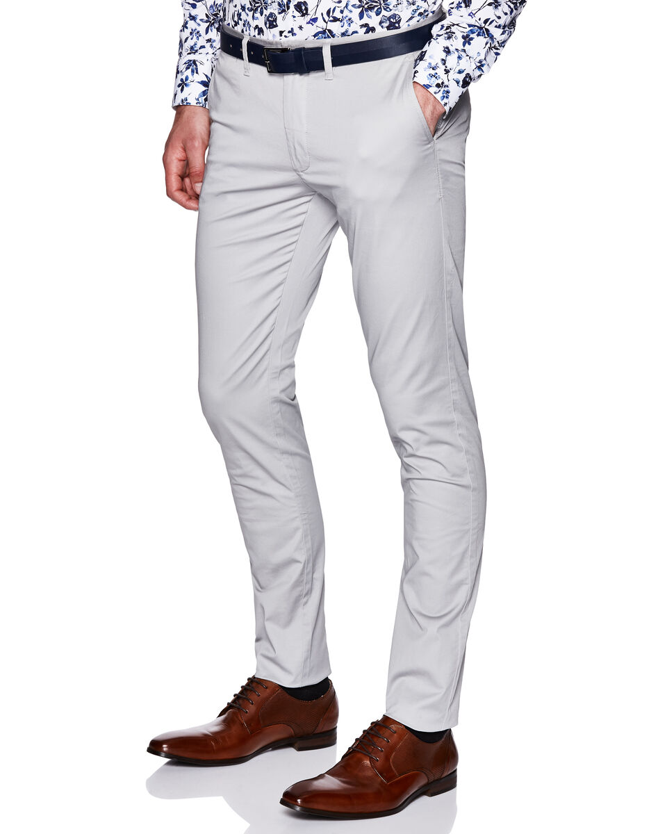 Slim Stretch Cotton Chino, Grey, hi-res